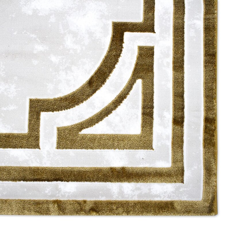 Covor dreptunghiular Zenith, 200x290, clasic, alb, auriu, polipropilena